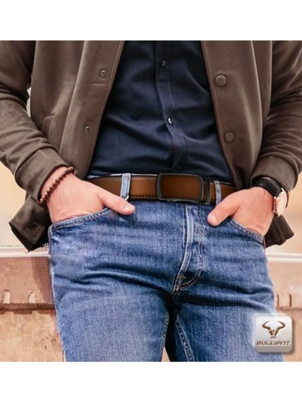 Men's Trimmable Leather Ratchet Belt - Adjustable, Stylish, Gift-Ready Accessory